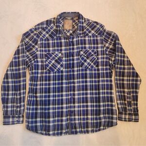 GUESS MENS Blue Long Sleeve Button Down Pearl Snap Western Slim Fit XXL